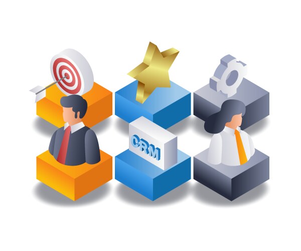 Crm strategy system business development flat vector image