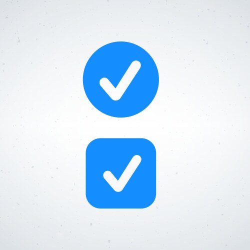 Blue check marks in circle and square vector image