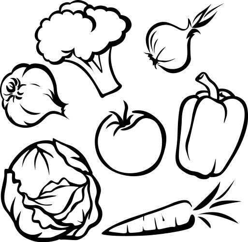 vegetable - black outline vector