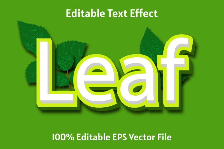 leaf editable text effect 3 d emboss gradient vector image