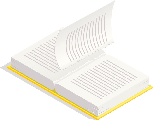 Open book with a torn page is revealing lines Vector Image