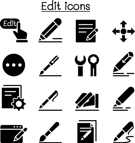 Writing icons set Royalty Free Vector Image - VectorStock