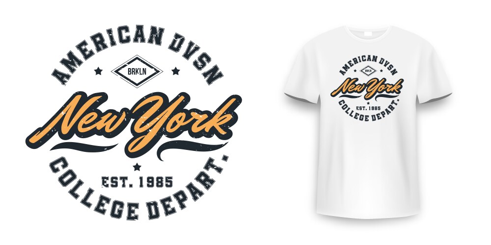Brooklyn T-Shirt Mockup - College Style Vector Image