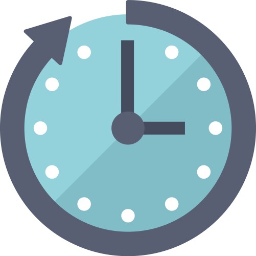 Clock with rotating arrow showing time passing vector image