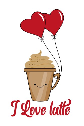 I love latte - cute smiley mug vector image