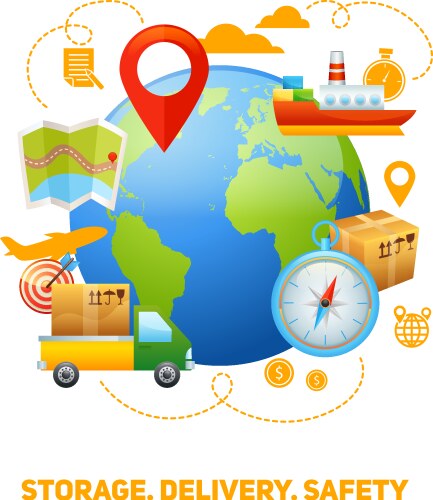 Web template banner global logistics network flat Vector Image