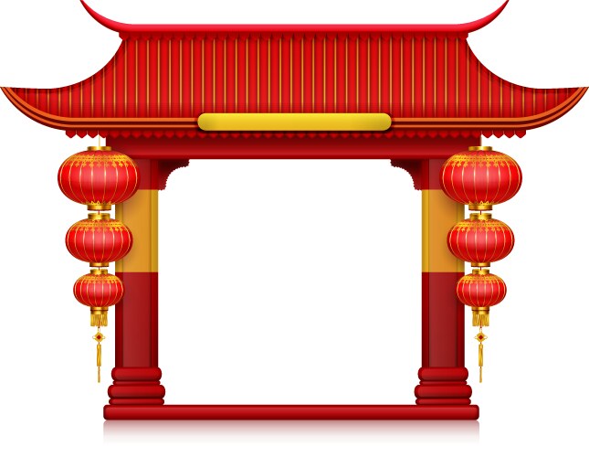 chinese lanterns gates realistic composition vector image