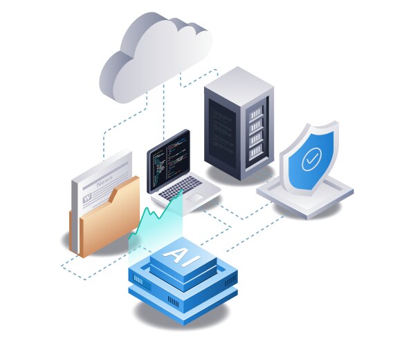 Cloud server analyst web developer flat isometric vector image