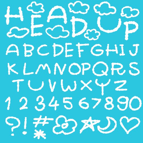 happy cloud fun doodle alphabet set vector image