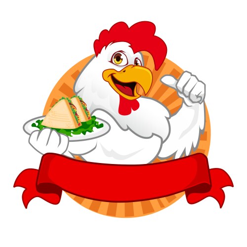 Chicken sandwich logo mascot cartoon vector image