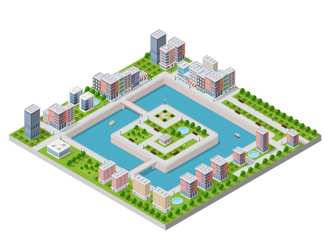 Isometric design green city park Royalty Free Vector Image
