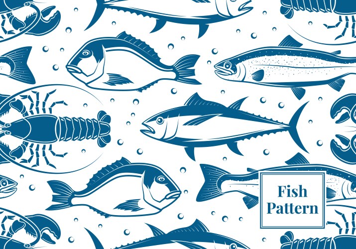 School fish monochrome seamless pattern Royalty Free Vector