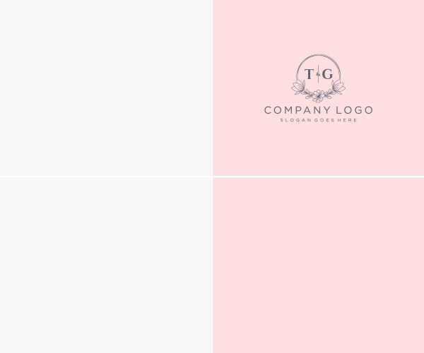 Initial tg letters beautiful floral feminine Vector Image