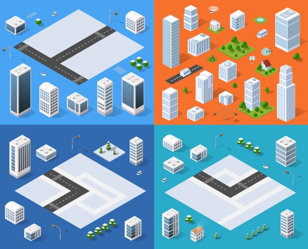 Smart city technology isometric flowchart Vector Image