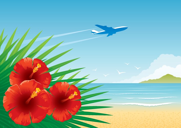 Tropical beautiful white sand beach Royalty Free Vector