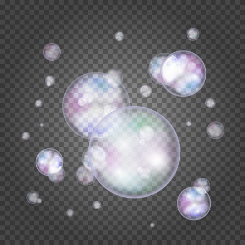 Transparent rainbow soap bubbles on checkered Vector Image