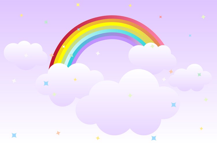 Rainbow Sky Background with Clouds – Royalty-Free Vector | VectorStock