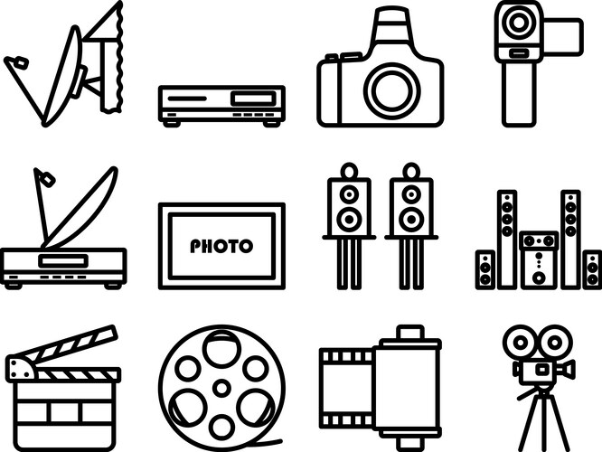 Multimedia icon set Royalty Free Vector Image - VectorStock