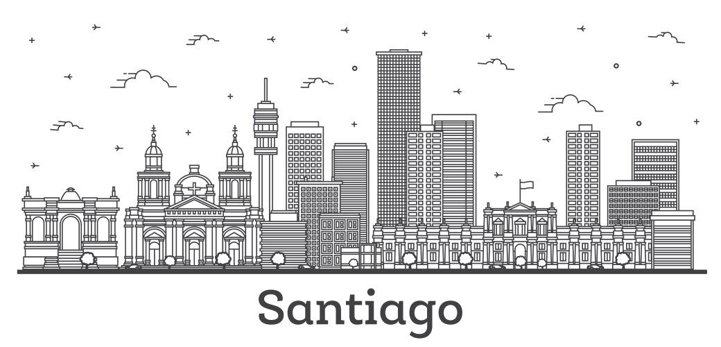 Santiago Chile City Skyline Vector Image