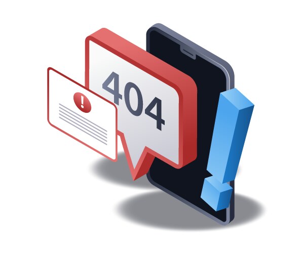 code 404 error warning window flat isometric 3d vector image