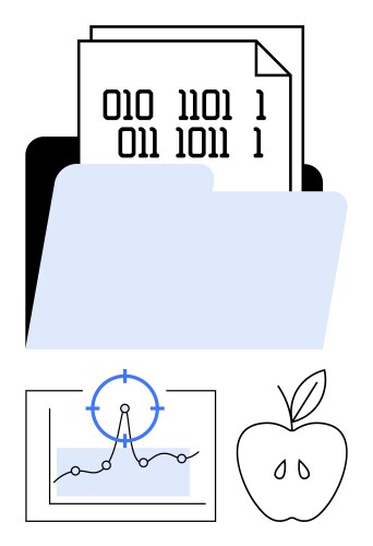 Digital data folder with binary code chart vektorbild