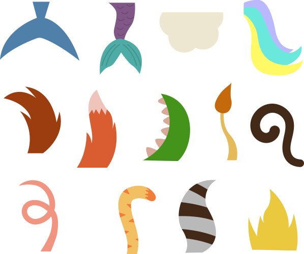 set of tails wildlife cartoon collection vector