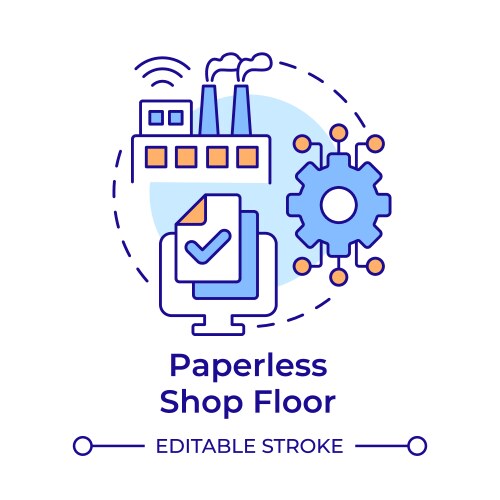 Paperless shop floor multi color concept icon vector image