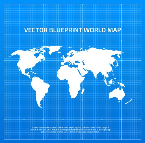 Blueprint world map vector image