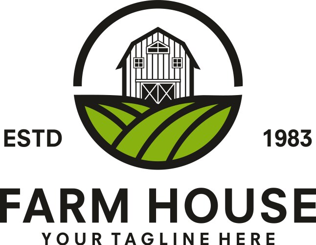 Vintage line art barn farm logo design template Vector Image