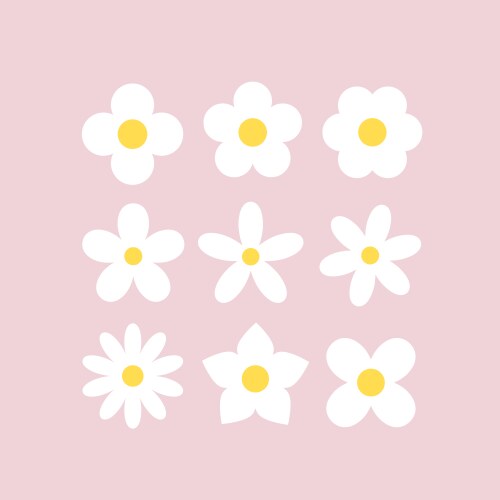 Cute simple flowers daisies basic floral shapes Vector Image