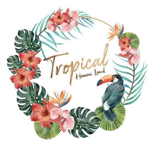 wreath design with tropical theme toucan vector image