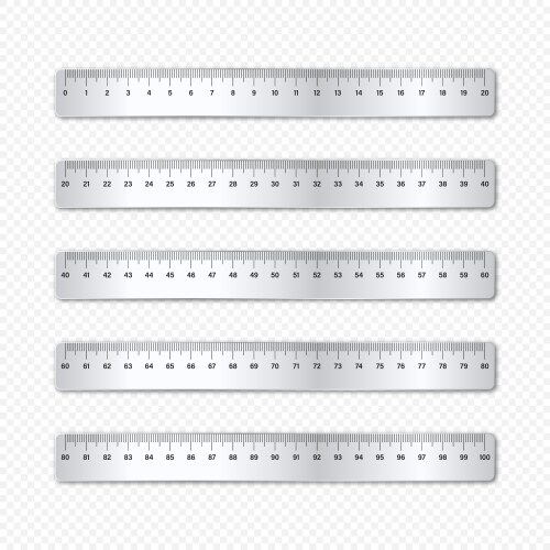 Realistic various shiny metal rulers Royalty Free Vector