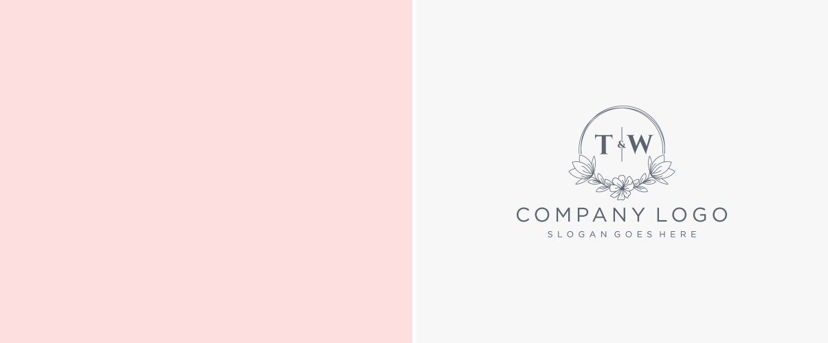 Initial tw letters hand drawn feminine and floral Vector Image