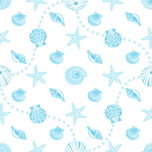 Seashell Pattern Simple White White seamless pattern with seashells Royalty Free Vector