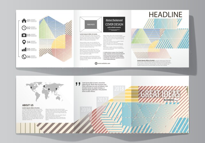 set of business templates for tri fold square vector