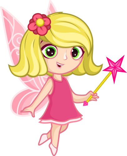 Cute little fairy with big eyes and wings vector image