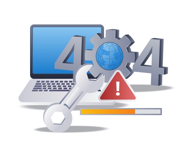 Computer repair error code 404 flat isometric 3d vector image