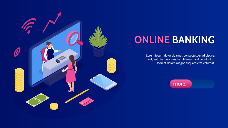 online banking horizontal banner vector image