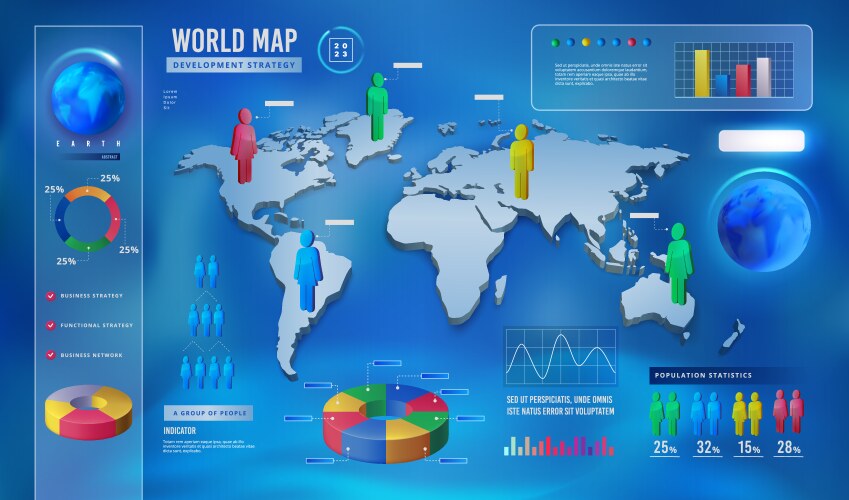 world map 3d globe template web infographic vector image