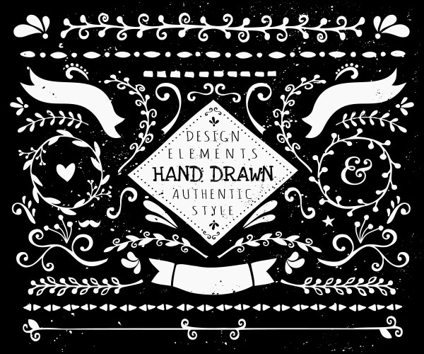 Chalkboard wedding elements set Royalty Free Vector Image
