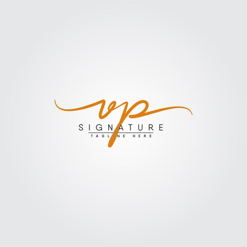 Initial letter vp logo - handwritten signature Vector Image