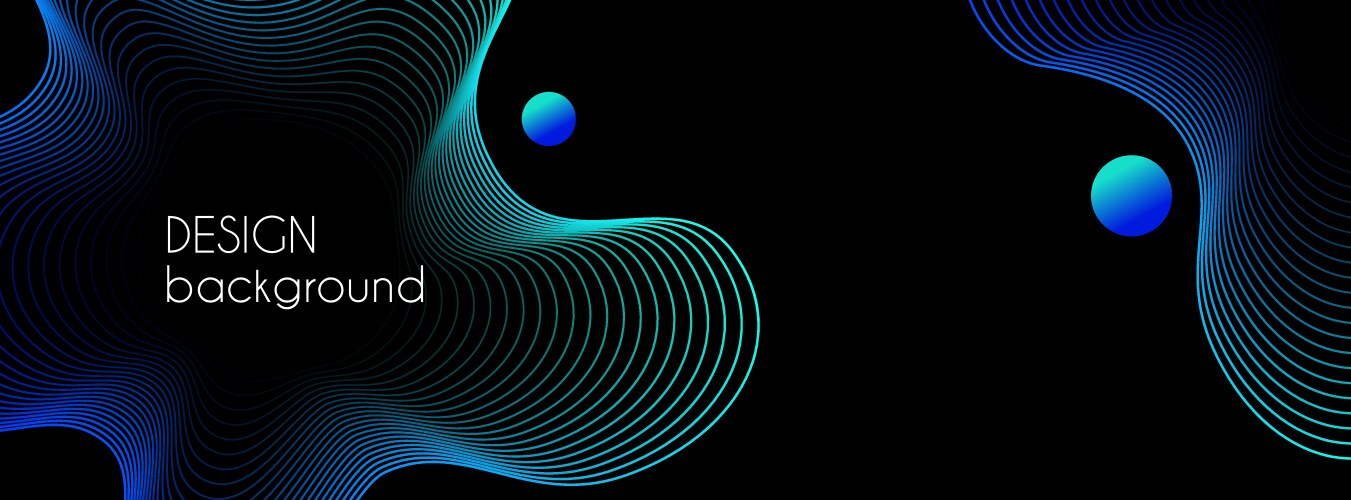 Abstract dark long banner wavy minimal vector image