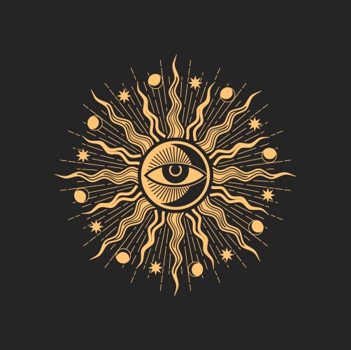 Sun and eye esoteric occult pentagram Vector Image