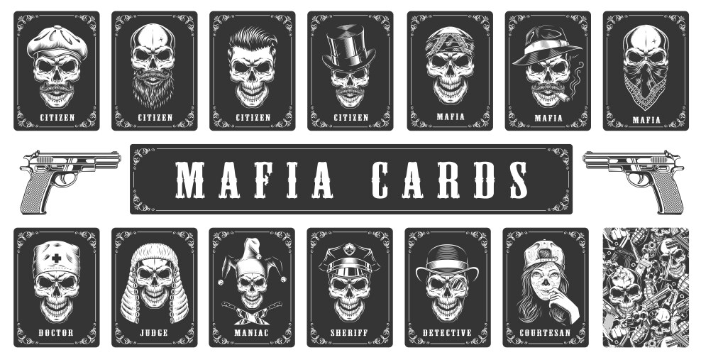 Cards for the mafia game vector image