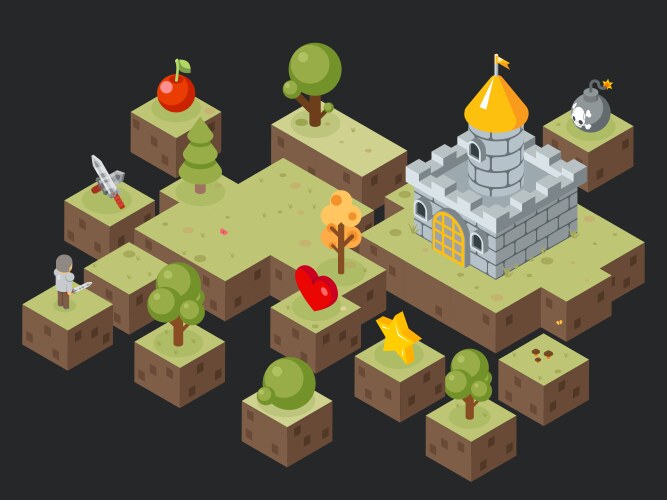 Isometric 3d game play scene vector image