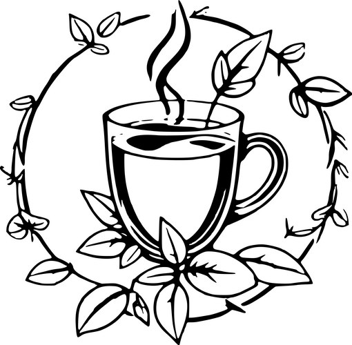 Coffee Cup with Botanical Wreath Vector Image
