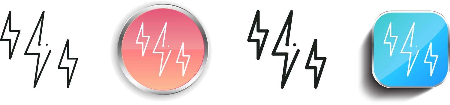Lightning icon thin linear regular and button vector image
