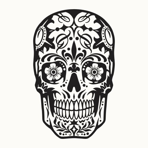 Monochrome Sugar Skull Vector Image