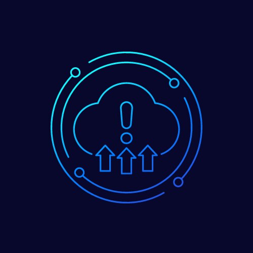 Warning upload to cloud error icon linear design vector image