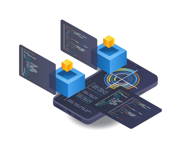 control smartphone development with programming vector